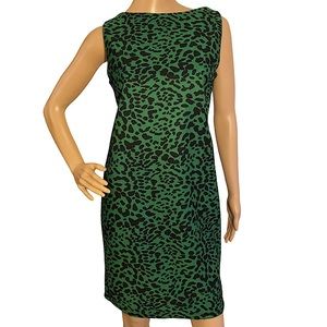 SHAPES  | GREEN LEOPARD PRINT DRESS  SZ M